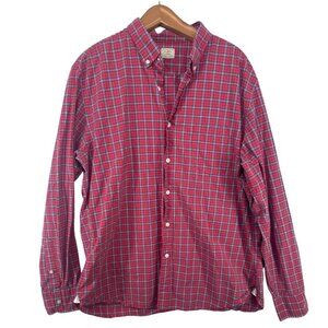 J.Crew Men Button Shirt Sz XL Red Plaid Classic Outdoorsy BizCasual Cotton Comfy